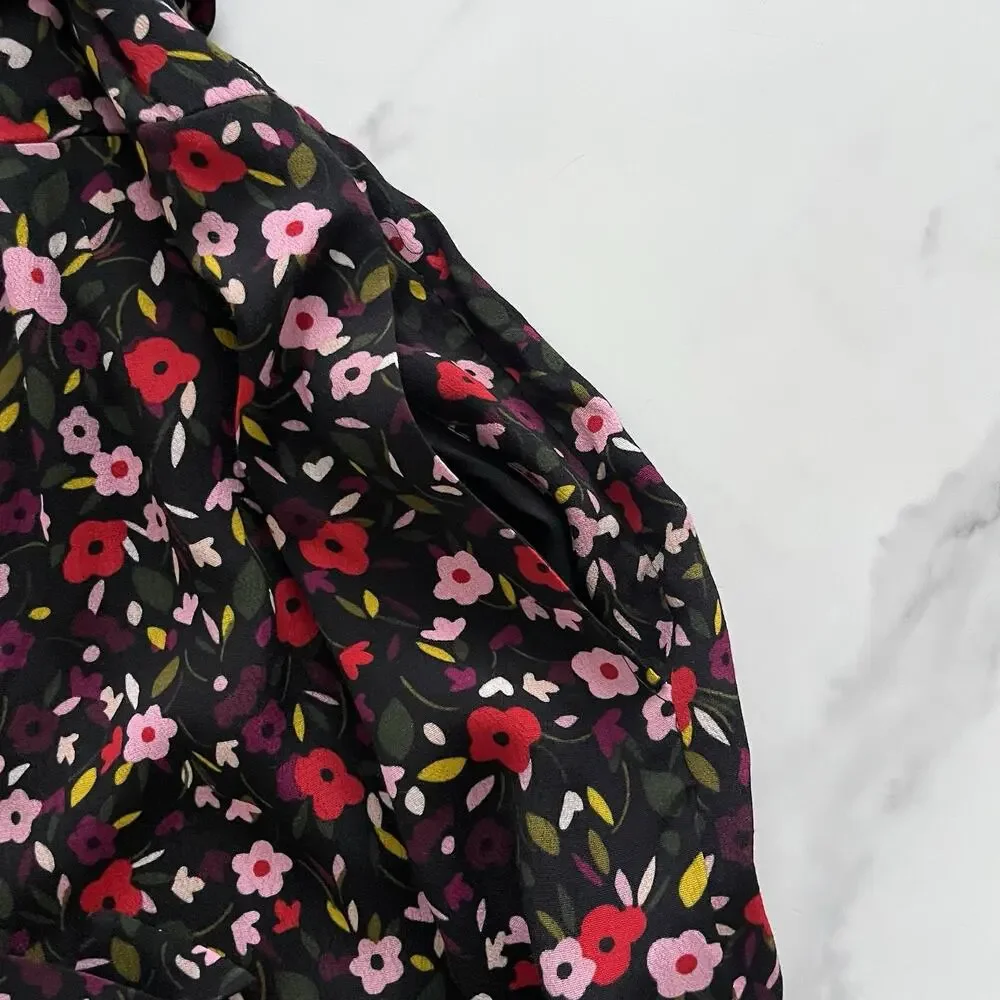Kate Spade Ma Cherie Wide Leg Floral Jumpsuit Size 10 Preppy summer cherry print